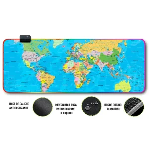 Mousepad Gamer Mundi RGB/sin RGB Antideslizante 01
