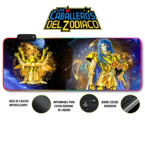 Mousepad Gamer Caballero Zodiaco RGB/sin RGB Antideslizante 13