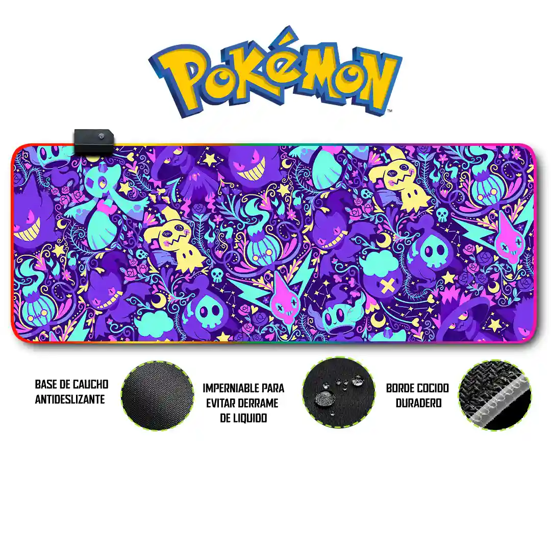 Mousepad Gamer Pokémon RGB/sin RGB Antideslizante 14