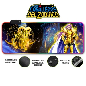 Mousepad Gamer Caballero Zodiaco RGB/sin RGB Antideslizante 14