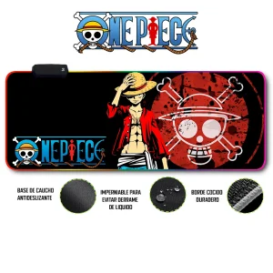 Mousepad Gamer One Piece RGB/sin RGB Antideslizante 15