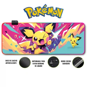 Mousepad Gamer Pokémon RGB/sin RGB Antideslizante 15