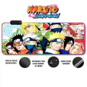 Mousepad Gamer Naruto RGB/sin RGB Antideslizante 15