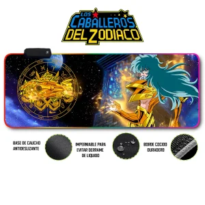 Mousepad Gamer Caballero Zodiaco RGB/sin RGB Antideslizante 15