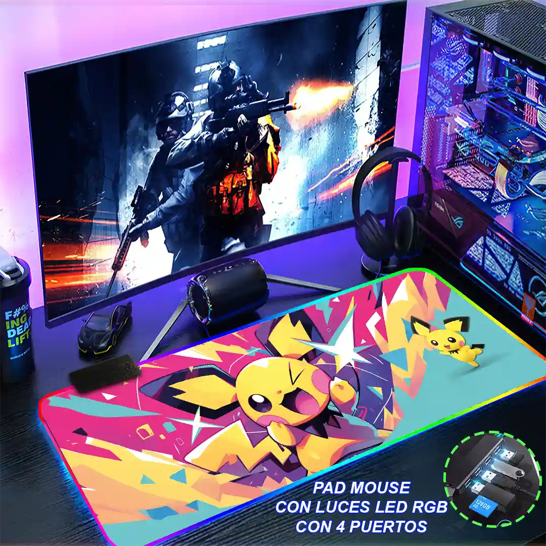 Mousepad Gamer Pokémon RGB/sin RGB Antideslizante 15 - Imagen 4