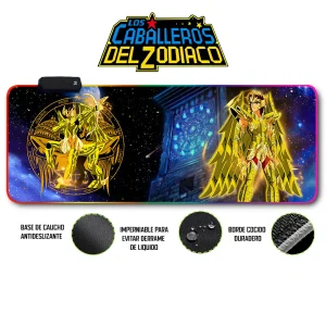 Mousepad Gamer Caballero Zodiaco RGB/sin RGB Antideslizante 16