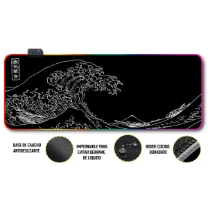 Mousepad Gamer Ola de Kanagawa RGB/sin RGB Antideslizante 18
