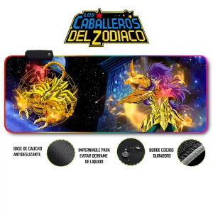Mousepad Gamer Caballero Zodiaco RGB/sin RGB Antideslizante 19
