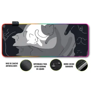 Mousepad Gamer Gatos RGB/sin RGB Antideslizante 02