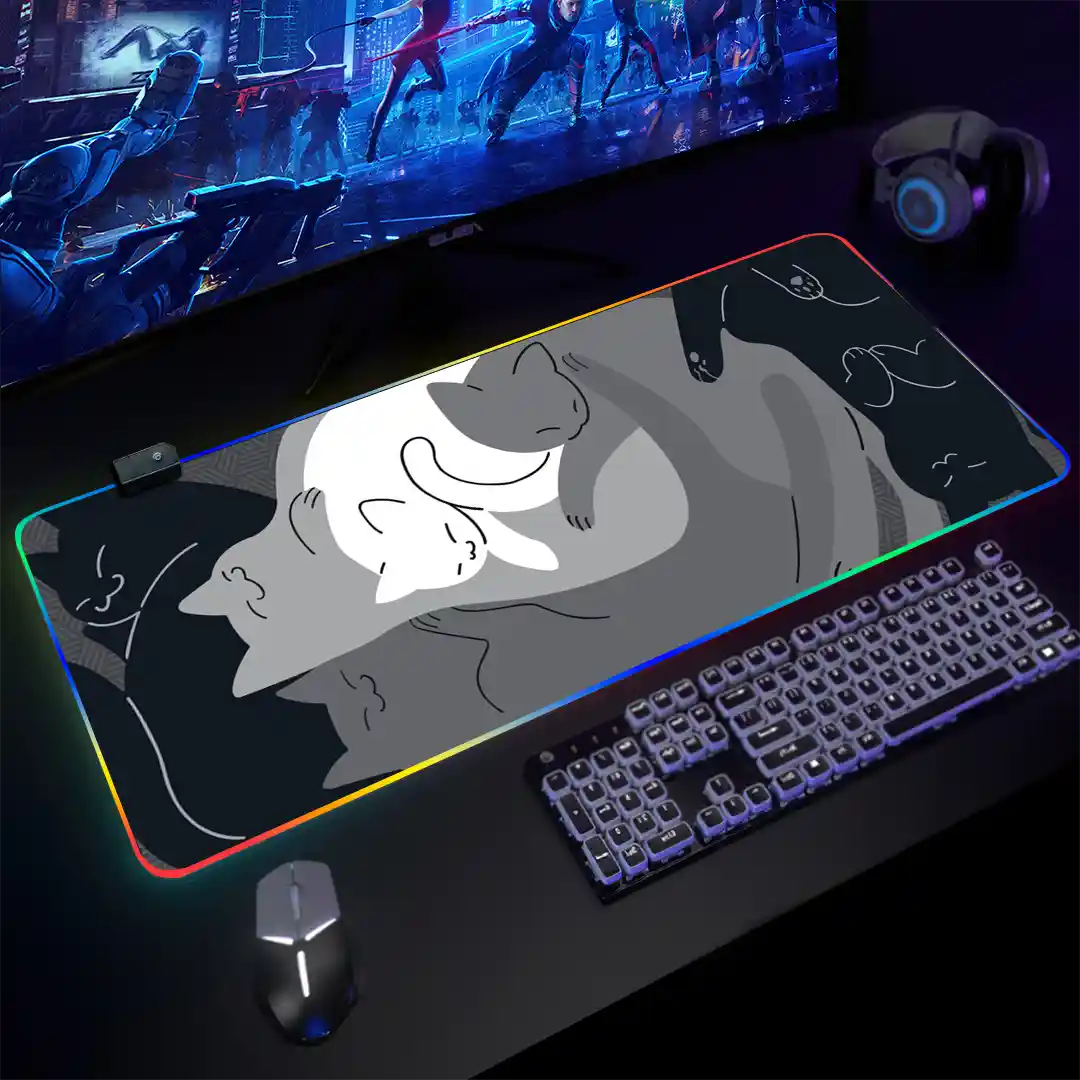 Mousepad Gamer Gatos RGB/sin RGB Antideslizante 02 - Imagen 3