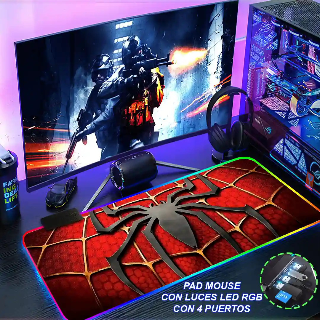 Mousepad Gamer Spiderman RGB/sin RGB Antideslizante 02 - Imagen 4