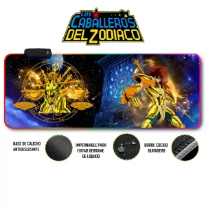 Mousepad Gamer Caballero Zodiaco RGB/sin RGB Antideslizante 20