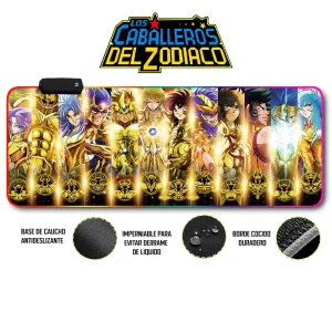 Mousepad Gamer Caballero Zodiaco RGB/sin RGB Antideslizante 23