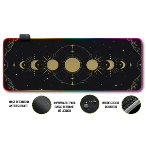 Mousepad Gamer Arte Luna RGB/sin RGB Antideslizante 27