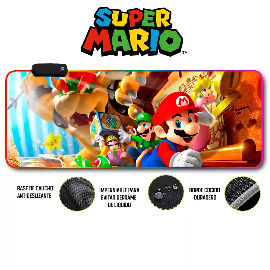 Mousepad Gamer Mario Bross RGB/sin RGB Antideslizante 03