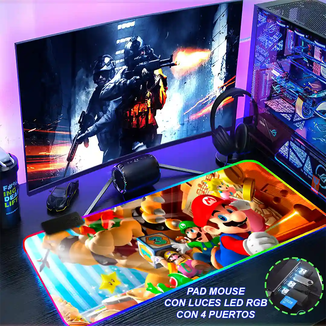 Mousepad Gamer Mario Bross RGB/sin RGB Antideslizante 03 - Imagen 4
