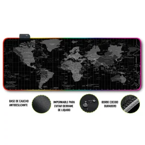 Mousepad Gamer Mapa Mundi RGB/sin RGB Antideslizante 32