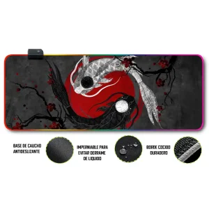 Mousepad Gamer Yin y Yang RGB/sin RGB Antideslizante 41