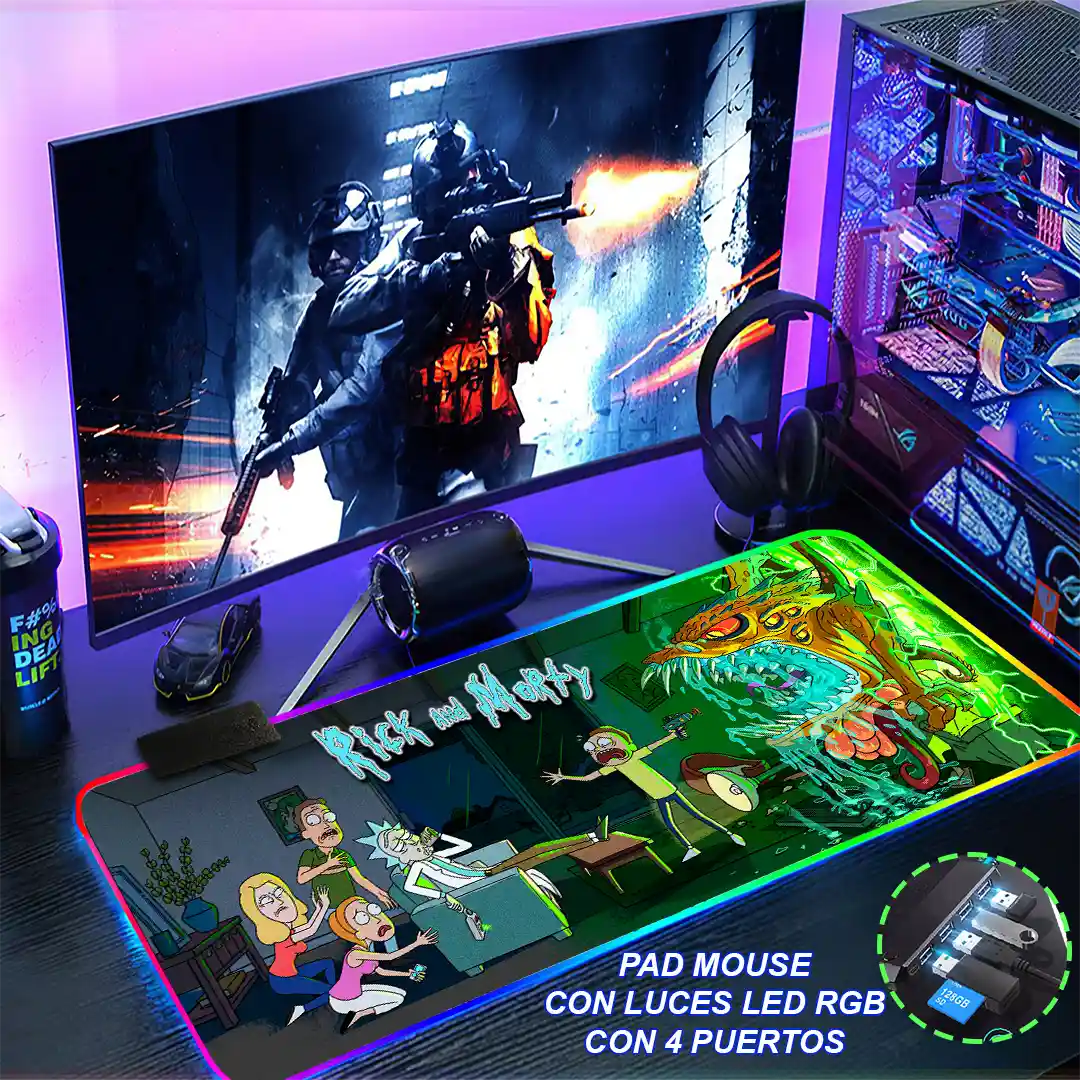 Mousepad Gamer Rick y Morty RGB/sin RGB Antideslizante 05 - Imagen 4
