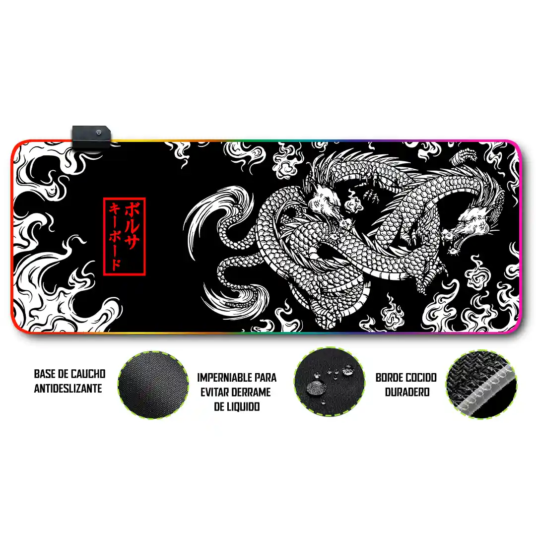 Mousepad Gamer Dragon Chino RGB/sin RGB Antideslizante 06