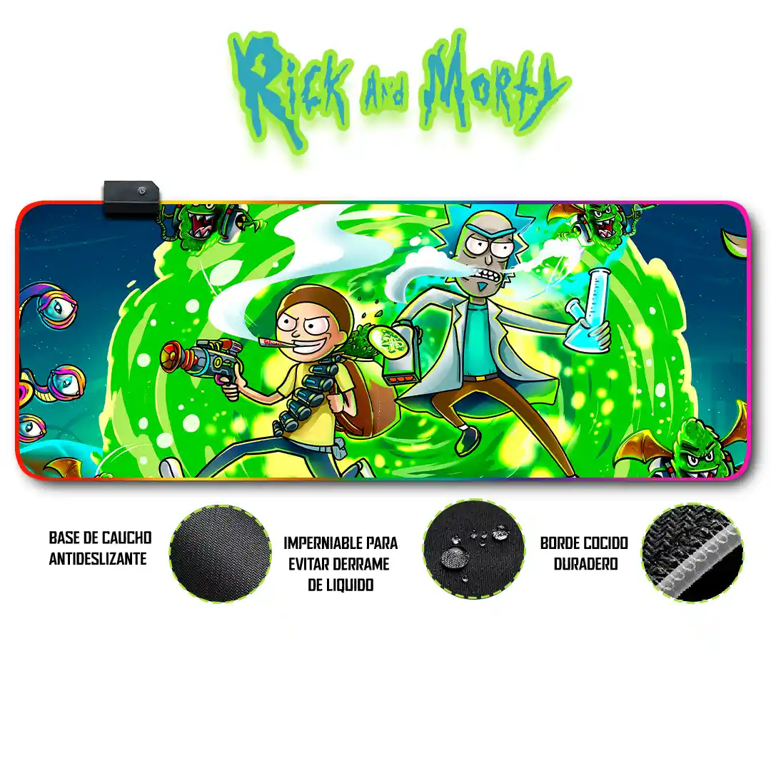 Mousepad Gamer Rick y Morty RGB/sin RGB Antideslizante 07