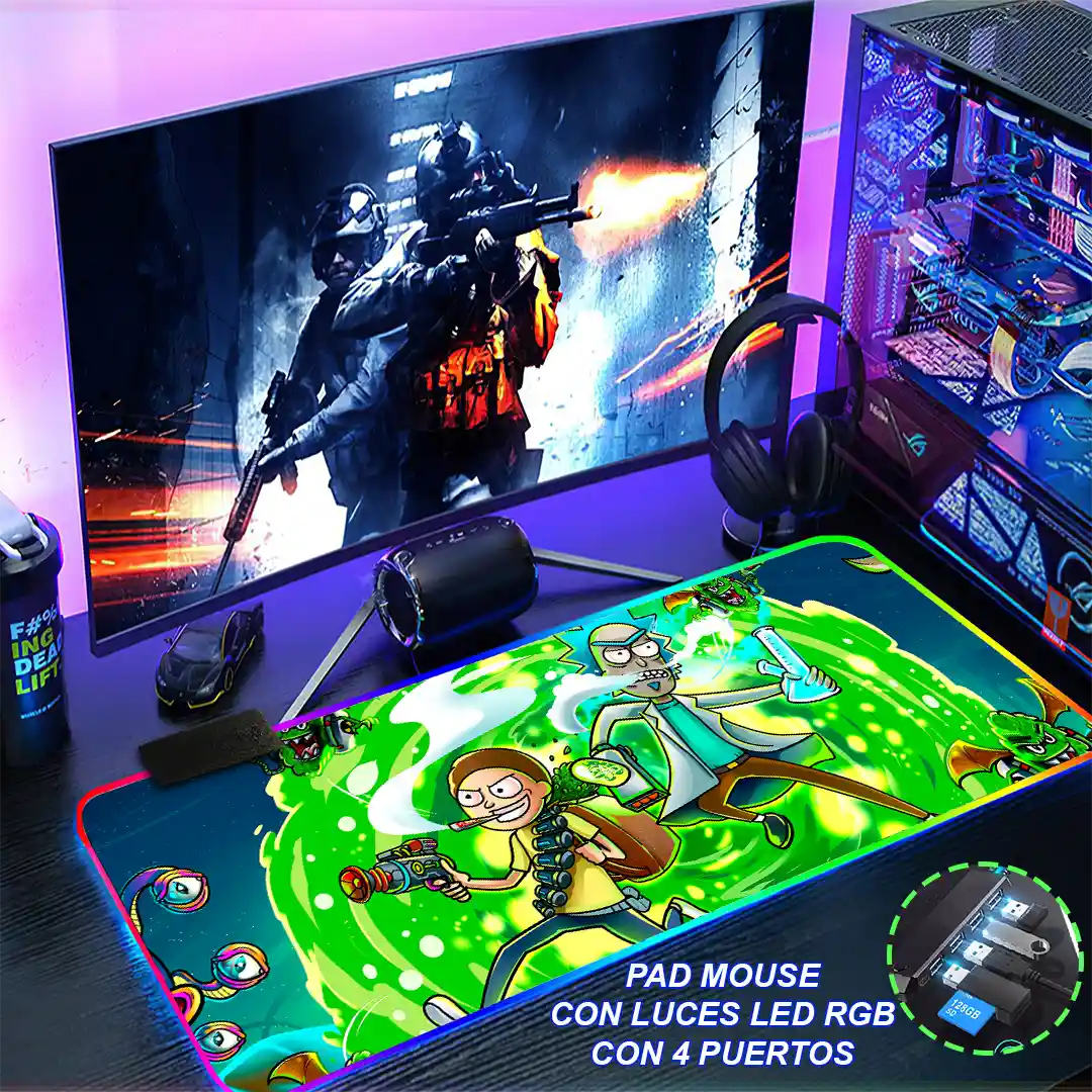 Mousepad Gamer Rick y Morty RGB/sin RGB Antideslizante 07 - Imagen 4