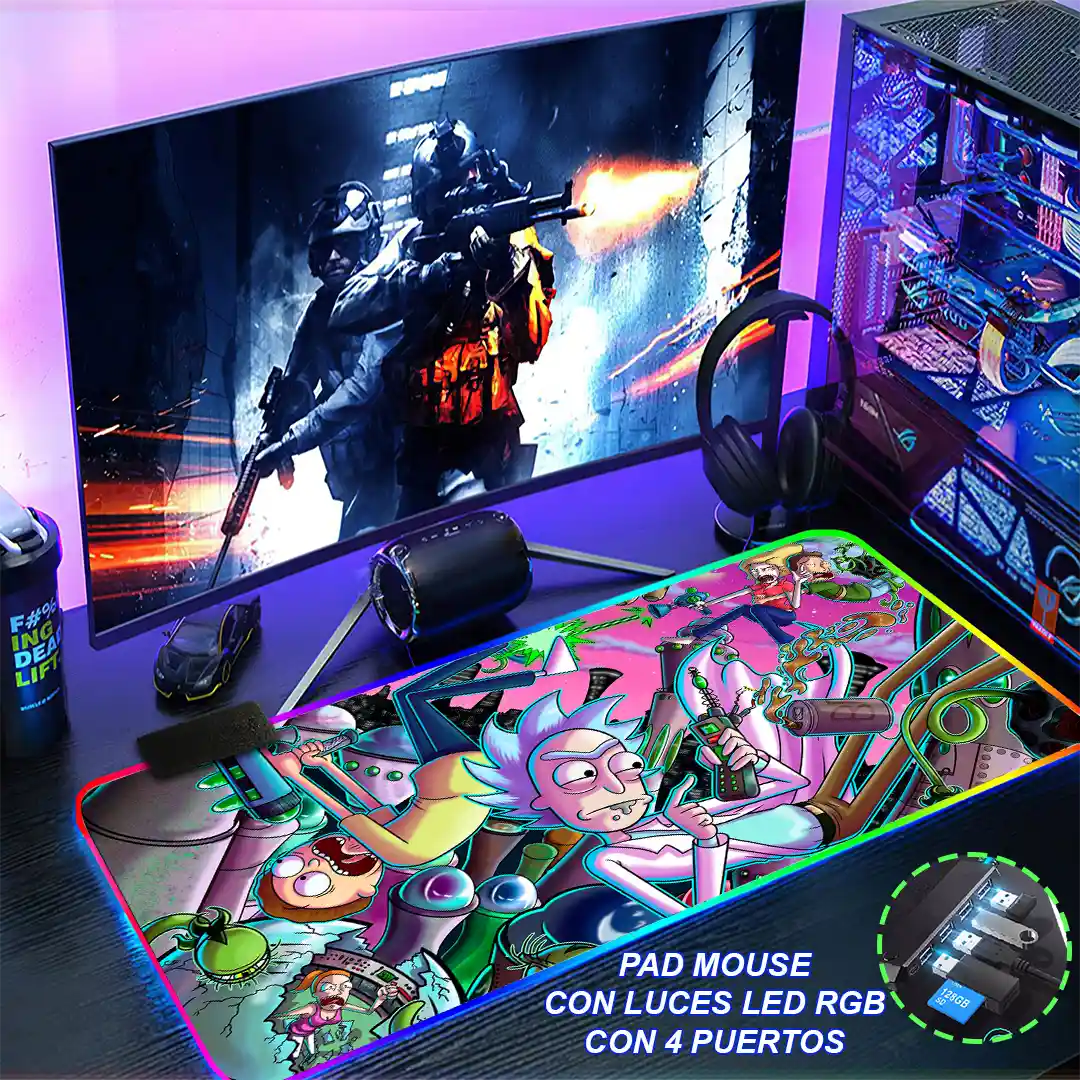 Mousepad Gamer Rick y Morty RGB/sin RGB Antideslizante 08 - Imagen 4