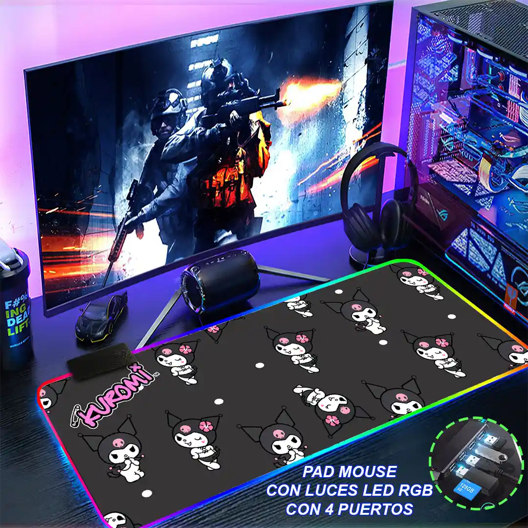 Mousepad Gamer Kuromi RGB/sin RGB Antideslizante 01 - Imagen 4