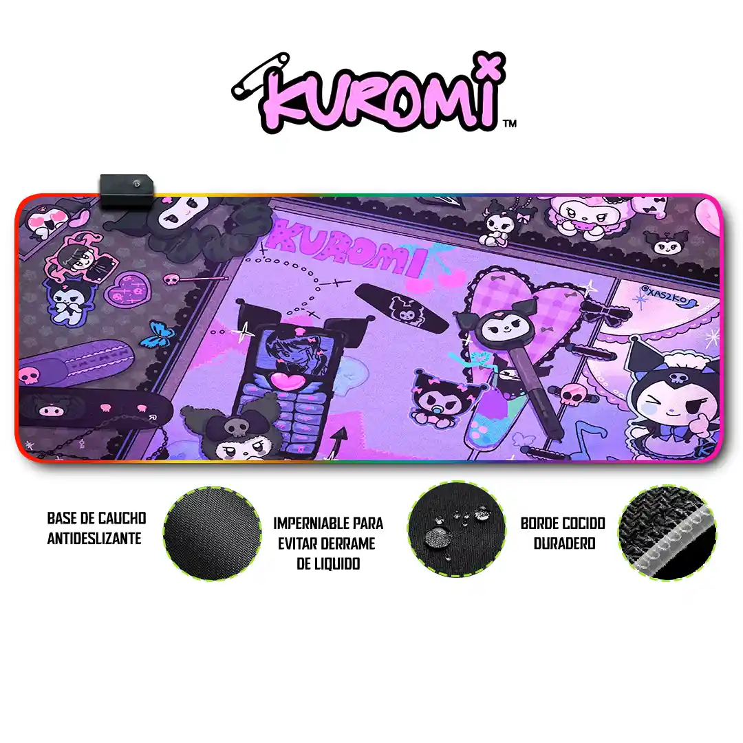 Mousepad Gamer Kuromi RGB/sin RGB Antideslizante 02