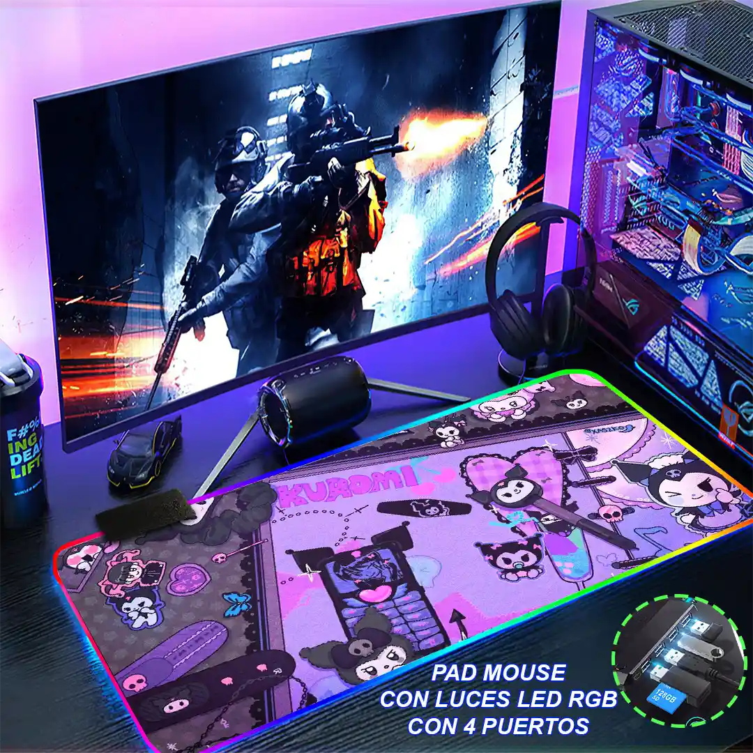 Mousepad Gamer Kuromi RGB/sin RGB Antideslizante 02 - Imagen 4