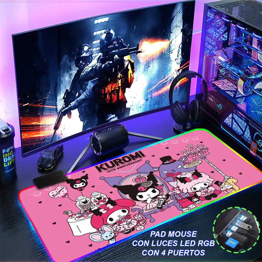 Mousepad Gamer Kuromi RGB/sin RGB Antideslizante 03 - Imagen 4