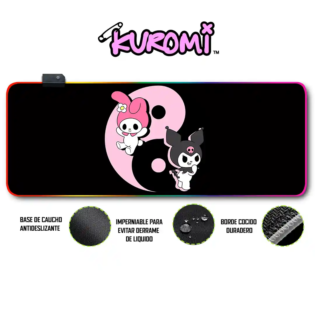 Mousepad Gamer Kuromi RGB/sin RGB Antideslizante 04