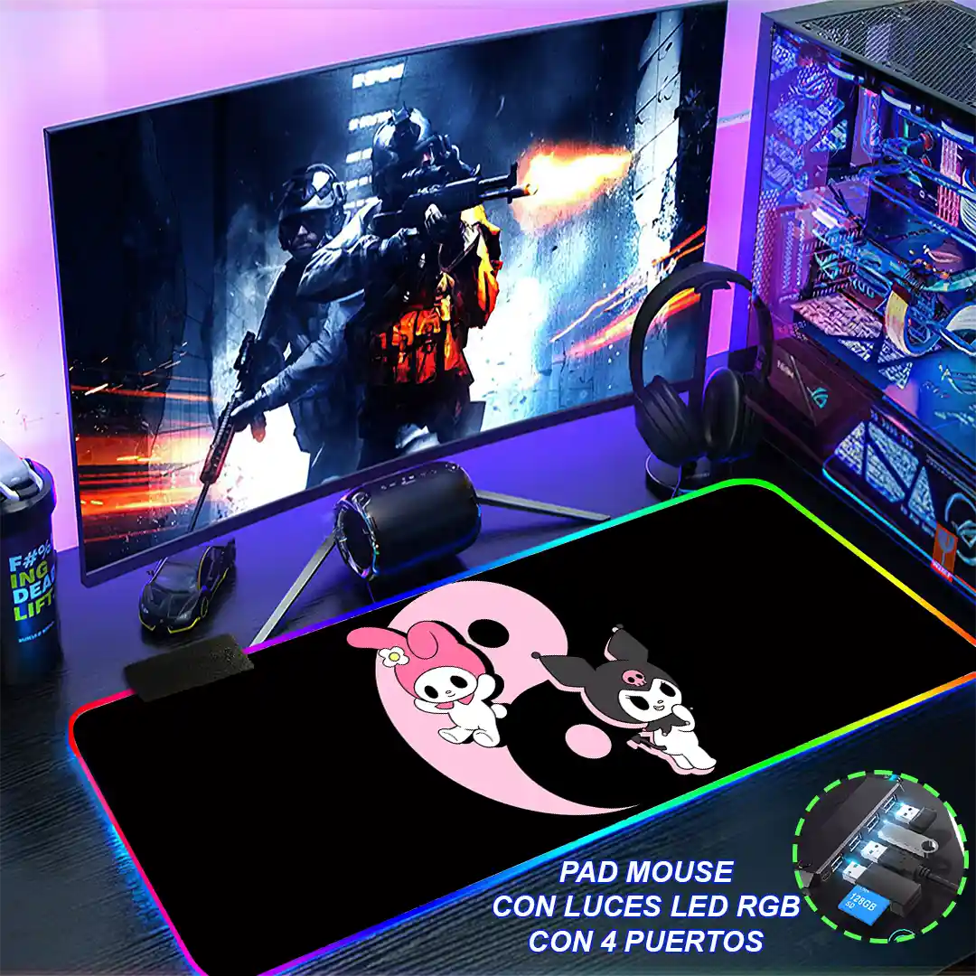 Mousepad Gamer Kuromi RGB/sin RGB Antideslizante 04 - Imagen 4