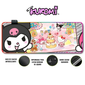 Mousepad Gamer Kuromi RGB/sin RGB Antideslizante 05