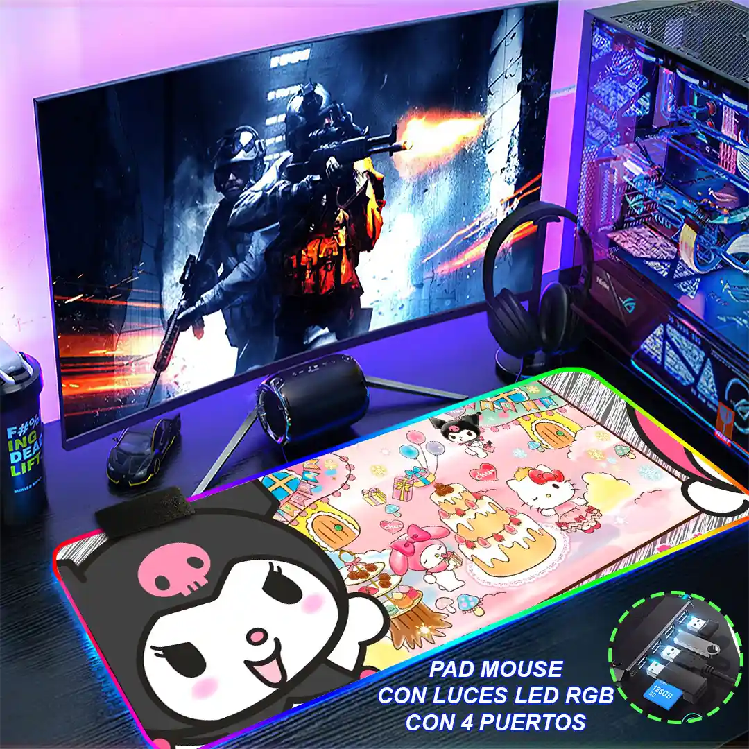 Mousepad Gamer Kuromi RGB/sin RGB Antideslizante 05 - Imagen 4