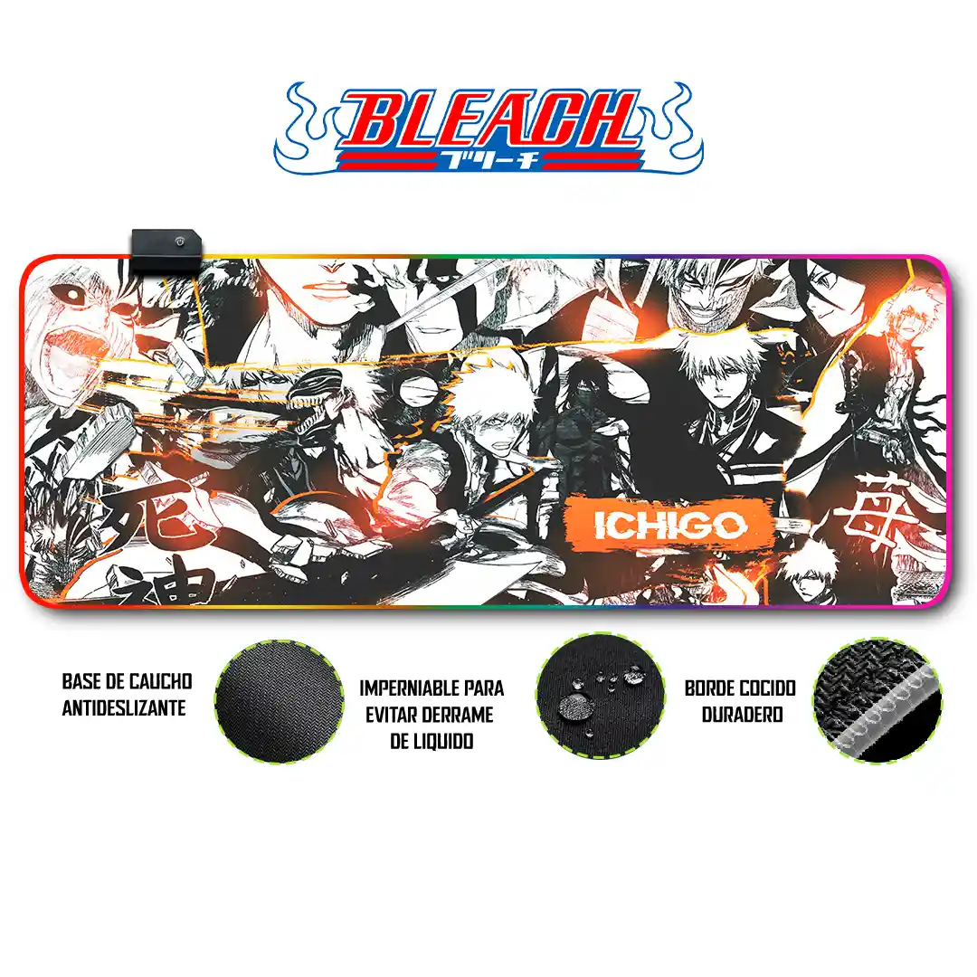 Mousepad Gamer Bleach RGB/sin RGB Antideslizante 03