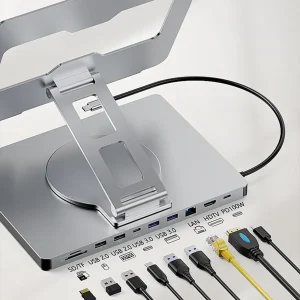 Soporte Inteligente PRO 10 en 1 para laptop 360° Alumino 100%