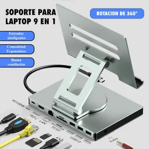 Soporte Inteligente 9 en 1 para Celulares/Tablets 360° Alumino 100%