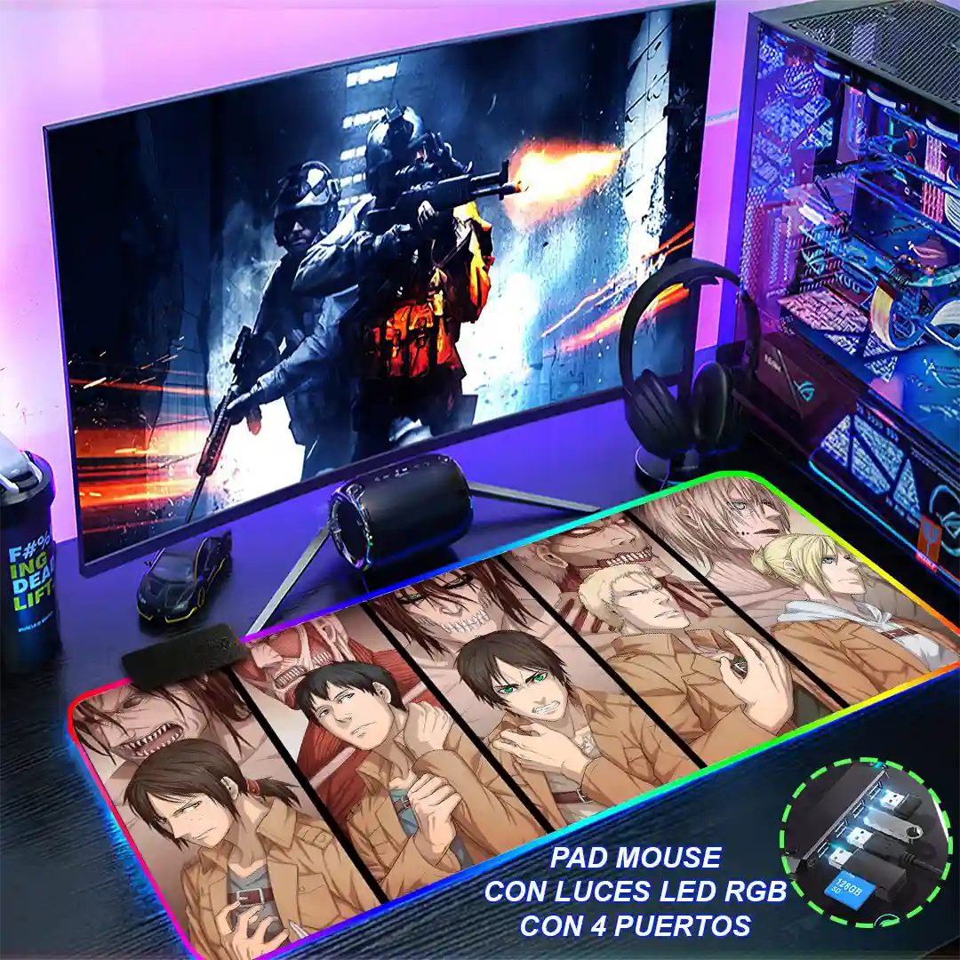 Mousepad Gamer Ataque de los Titanes RGB/sin RGB Antideslizante 01 - Imagen 4