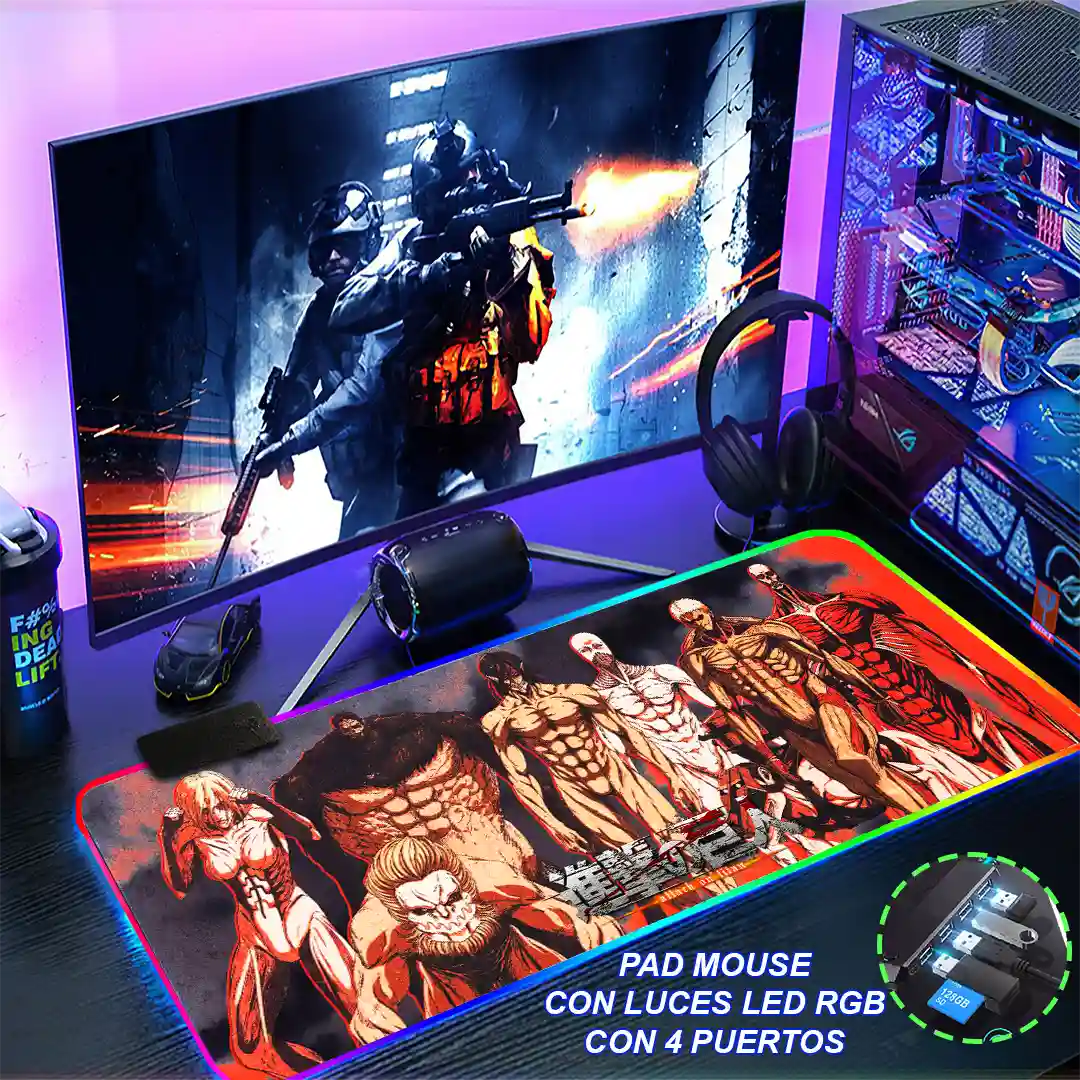 Mousepad Gamer Ataque de los Titanes RGB/sin RGB Antideslizante 10 - Imagen 4