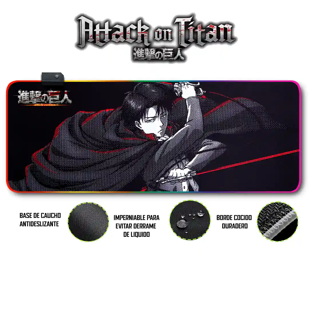 Mousepad Gamer Ataque de los Titanes RGB/sin RGB Antideslizante 11