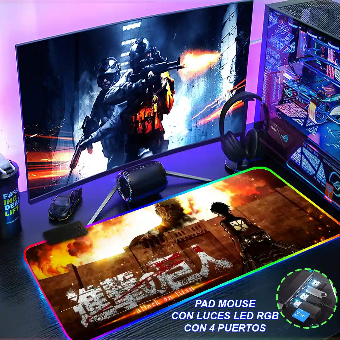 Mousepad Gamer Ataque de los Titanes RGB/sin RGB Antideslizante 13 - Imagen 4