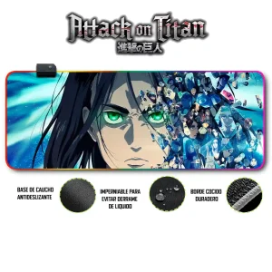 Mousepad Gamer Ataque de los Titanes RGB/sin RGB Antideslizante 14