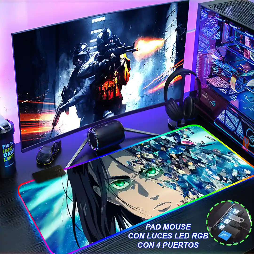 Mousepad Gamer Ataque de los Titanes RGB/sin RGB Antideslizante 14 - Imagen 4