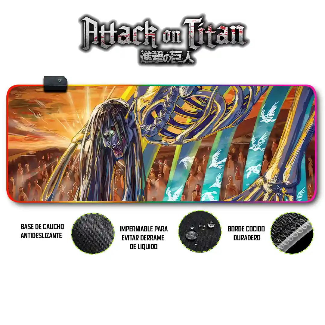 Mousepad Gamer Ataque de los Titanes RGB/sin RGB Antideslizante 15