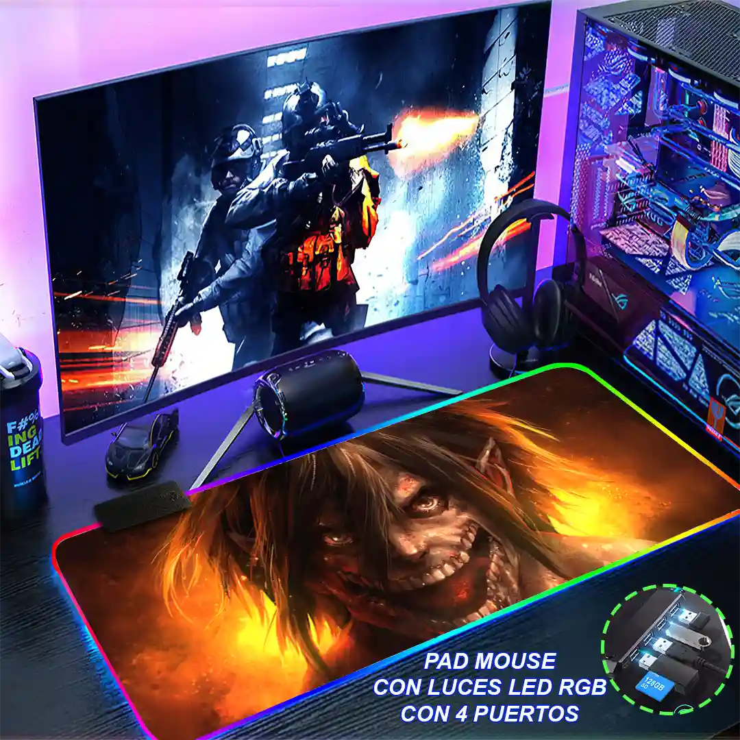 Mousepad Gamer Ataque de los Titanes RGB/sin RGB Antideslizante 02 - Imagen 4