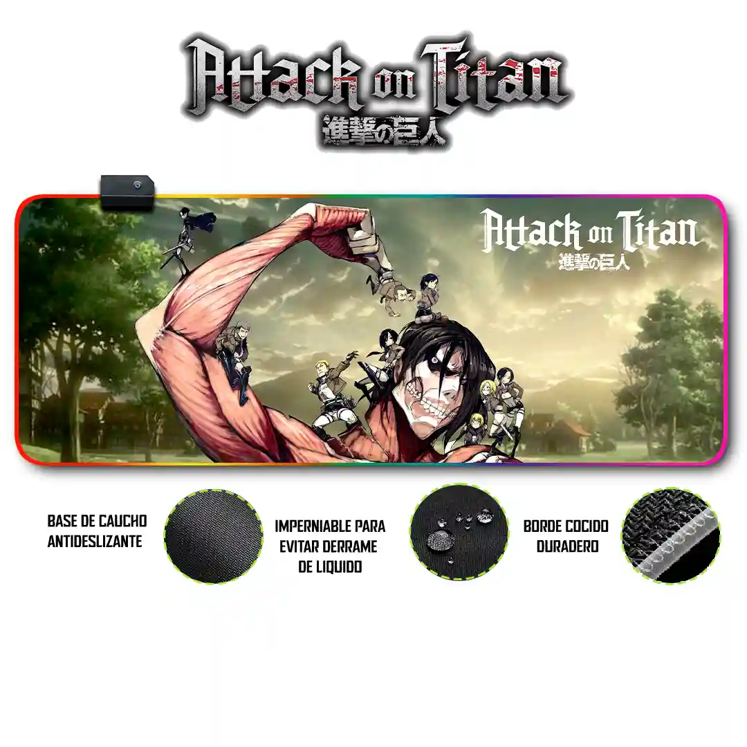 Mousepad Gamer Ataque de los Titanes RGB/sin RGB Antideslizante 03