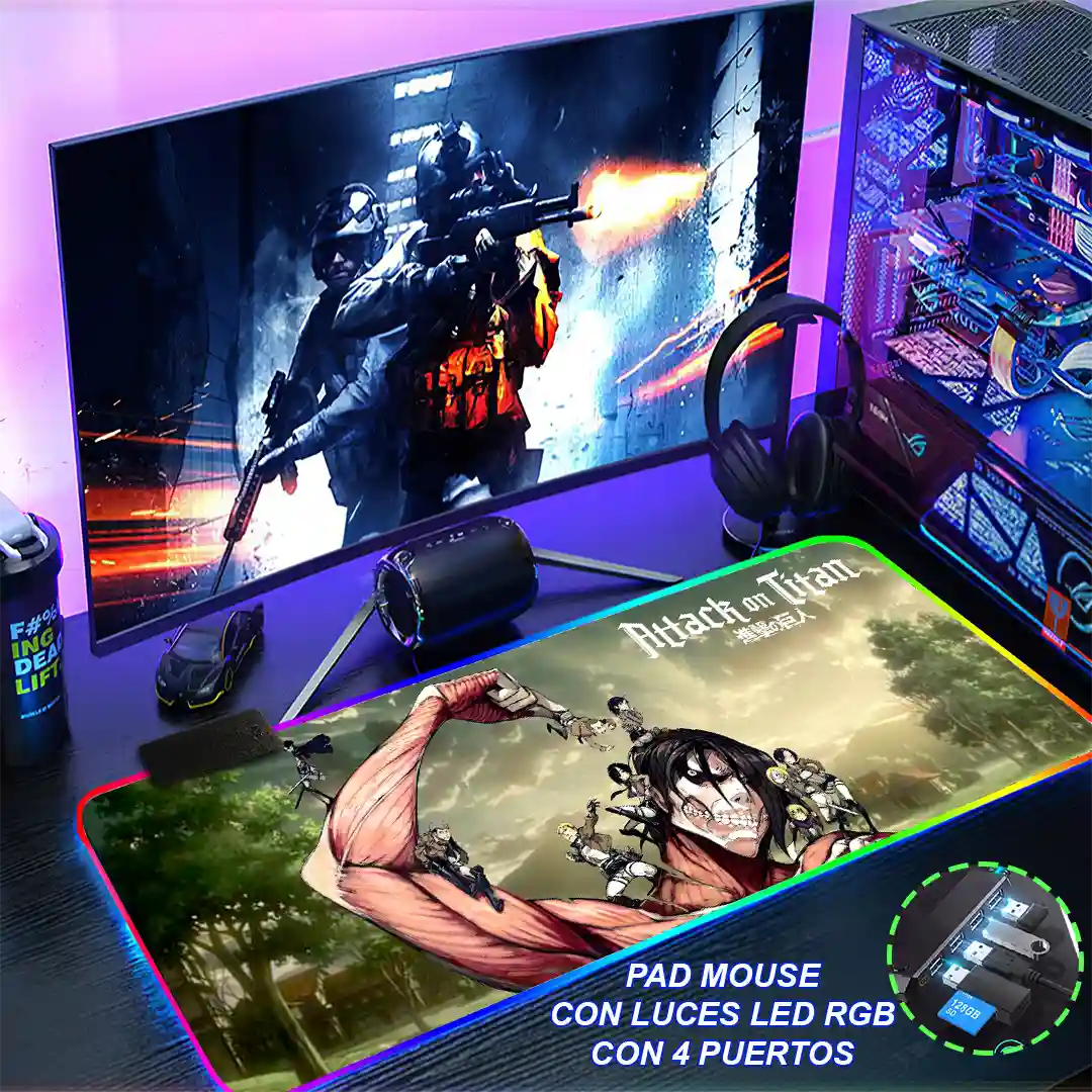Mousepad Gamer Ataque de los Titanes RGB/sin RGB Antideslizante 03 - Imagen 4