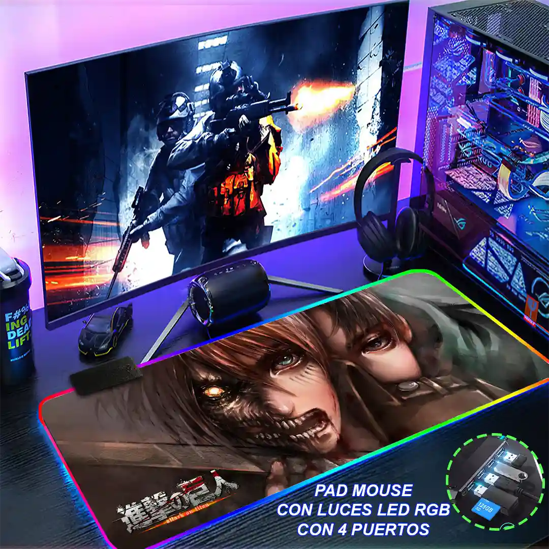 Mousepad Gamer Ataque de los Titanes RGB/sin RGB Antideslizante 04 - Imagen 4