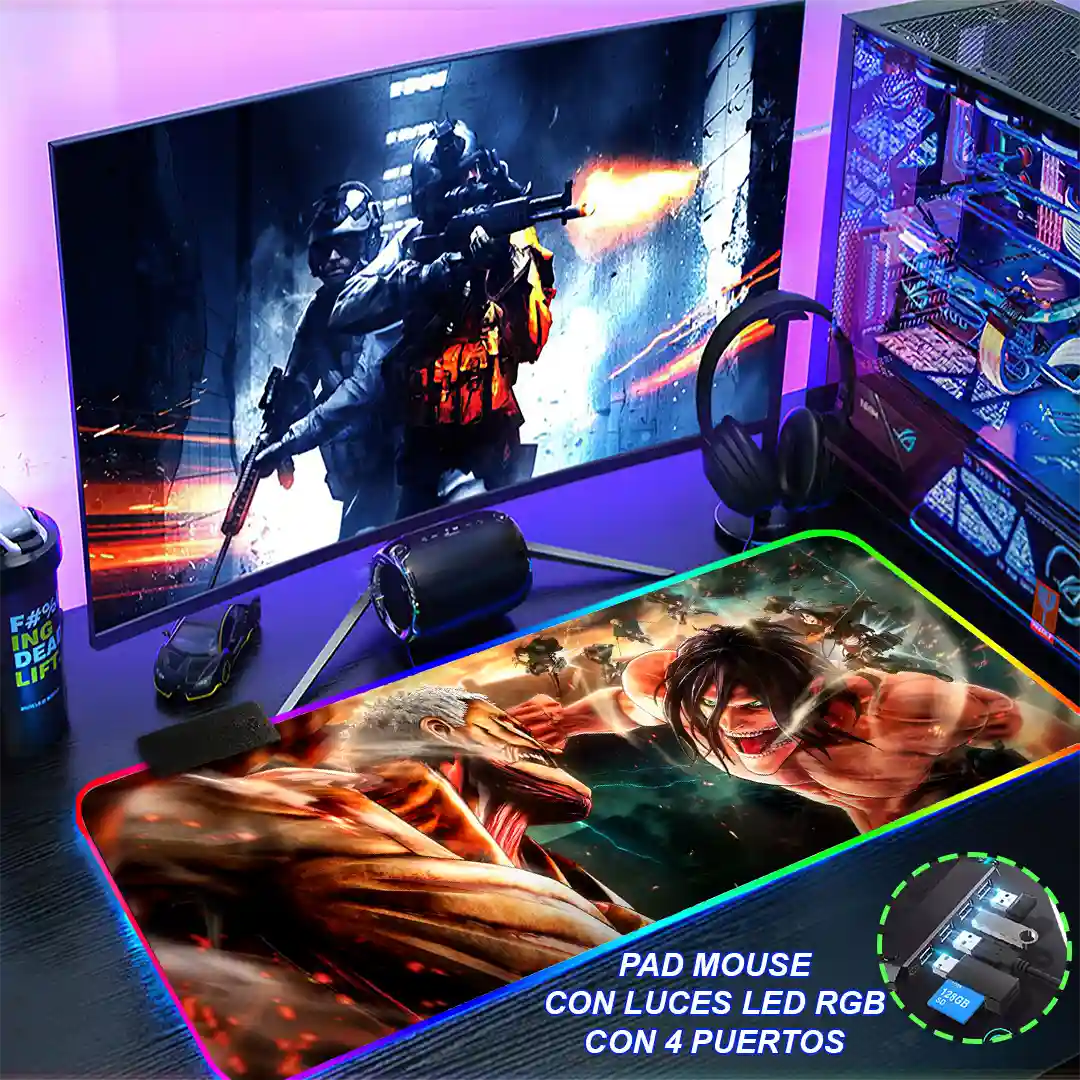 Mousepad Gamer Ataque de los Titanes RGB/sin RGB Antideslizante 05 - Imagen 4